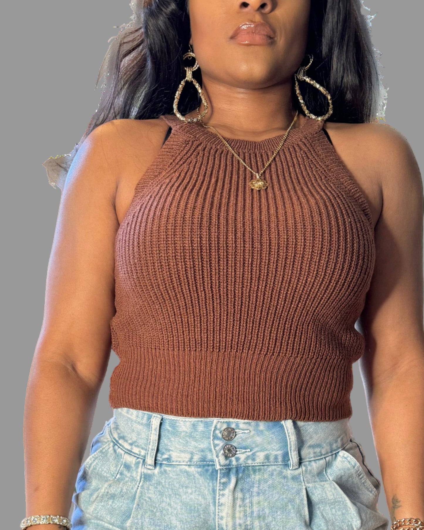 Kapri Brown Knit Top