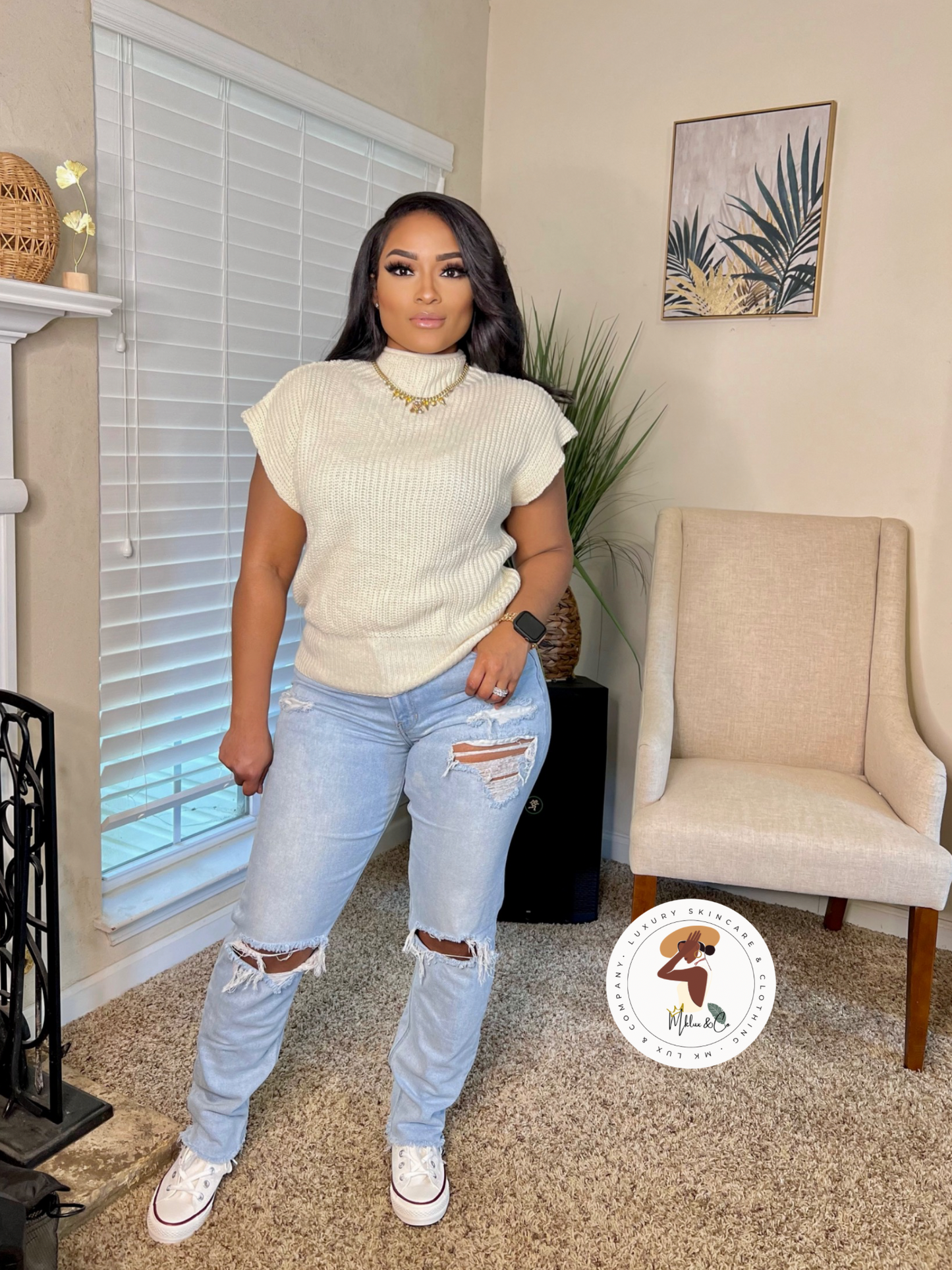 Laina Apricot Knit Top